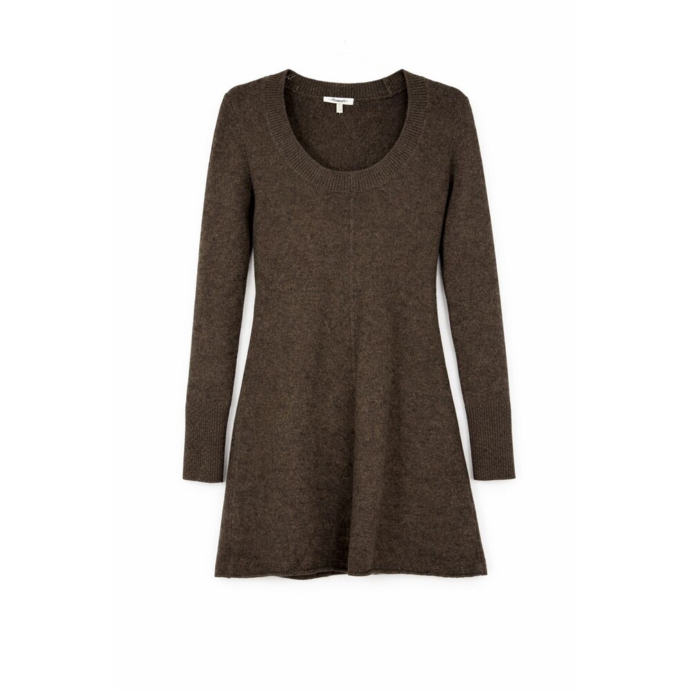 MADEWELL Scoopneck Sweater Mini Dress S Molasses Brown Cotton Merino NWT B21 - Picture 2 of 5